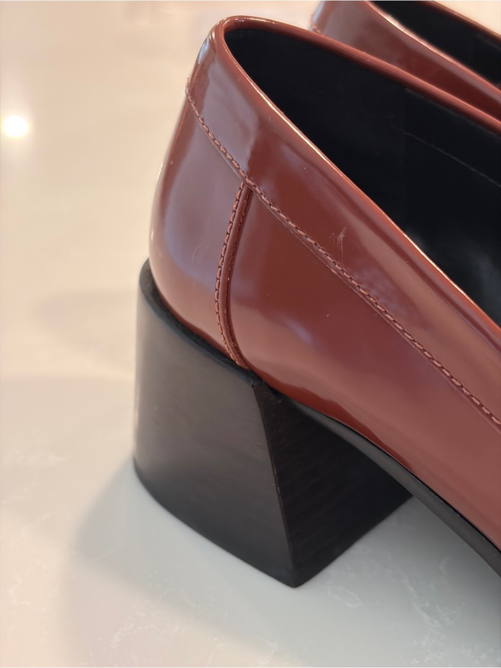 Coach Natalie womens brown faux Leather Heeled pump Loafers with Gold 'C' Accent - Picture 6 of 13